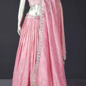 Pink Shimmer Georgette Sequins And Zari Embroidered Lehenga