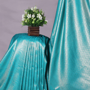 Firozi Silk Leheriya Styled Zari Weaving Saree