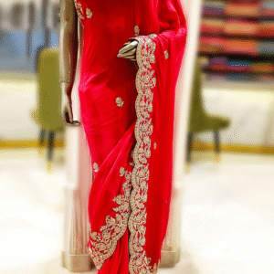 Elegant Rani Pink Embroidered Saree