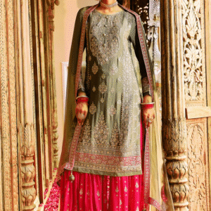 Green Georgette Embroidered Suit