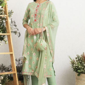 Pista Embroidered Chanderi Suit-set